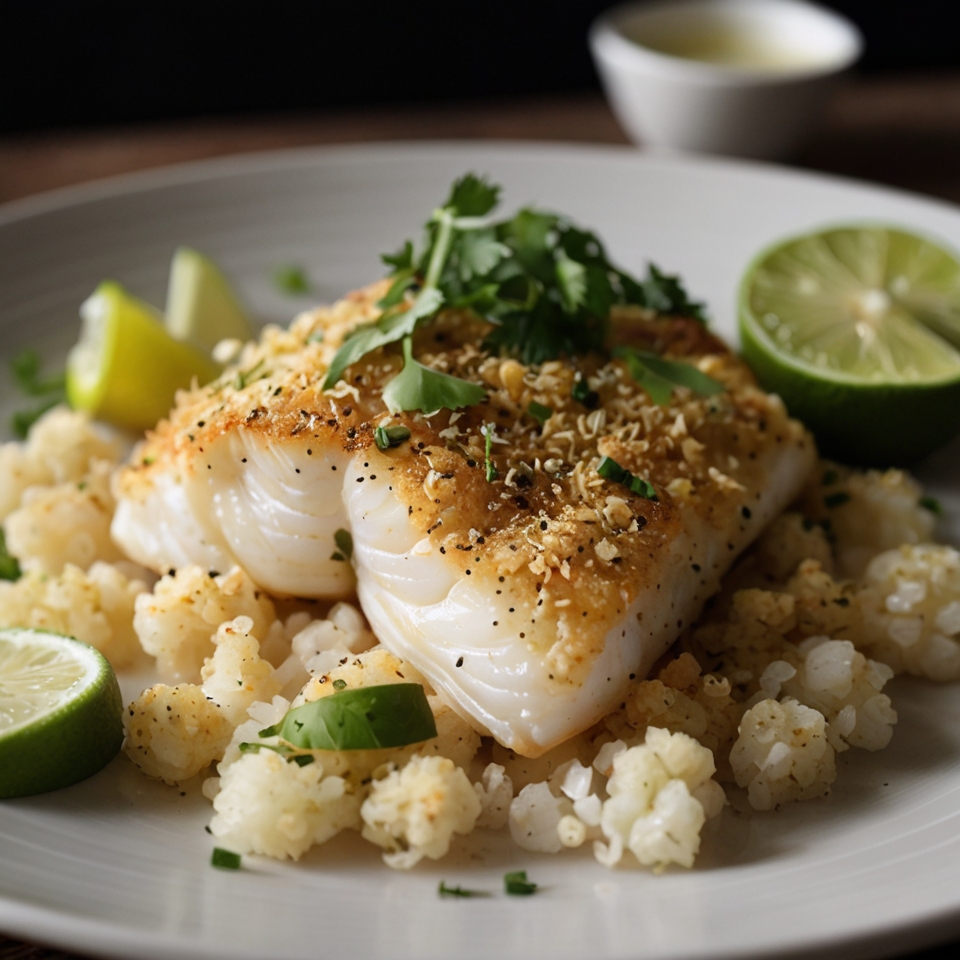 Garlic-Lime Crusted Baked Cod