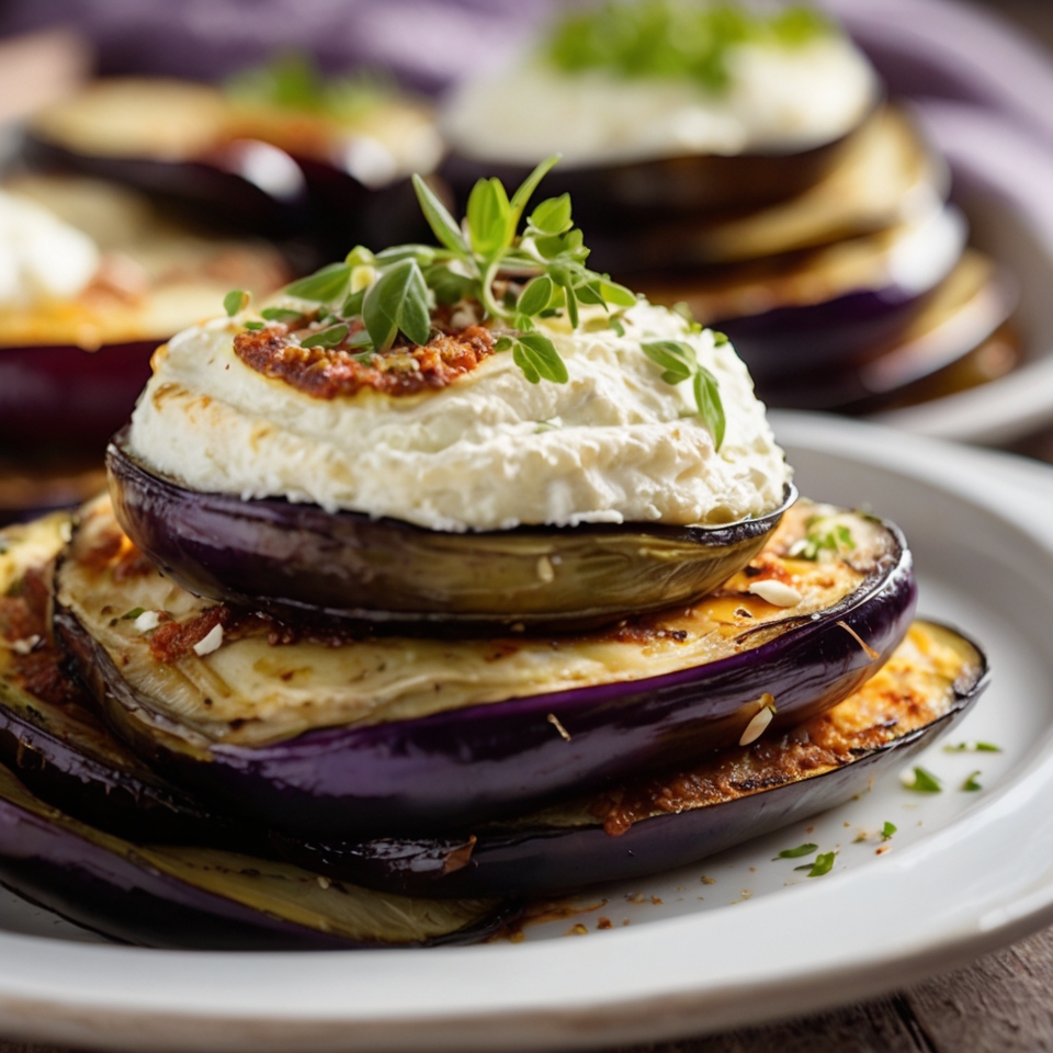 8. Baked Eggplant Layers with Light Ricotta (~250 Calories)